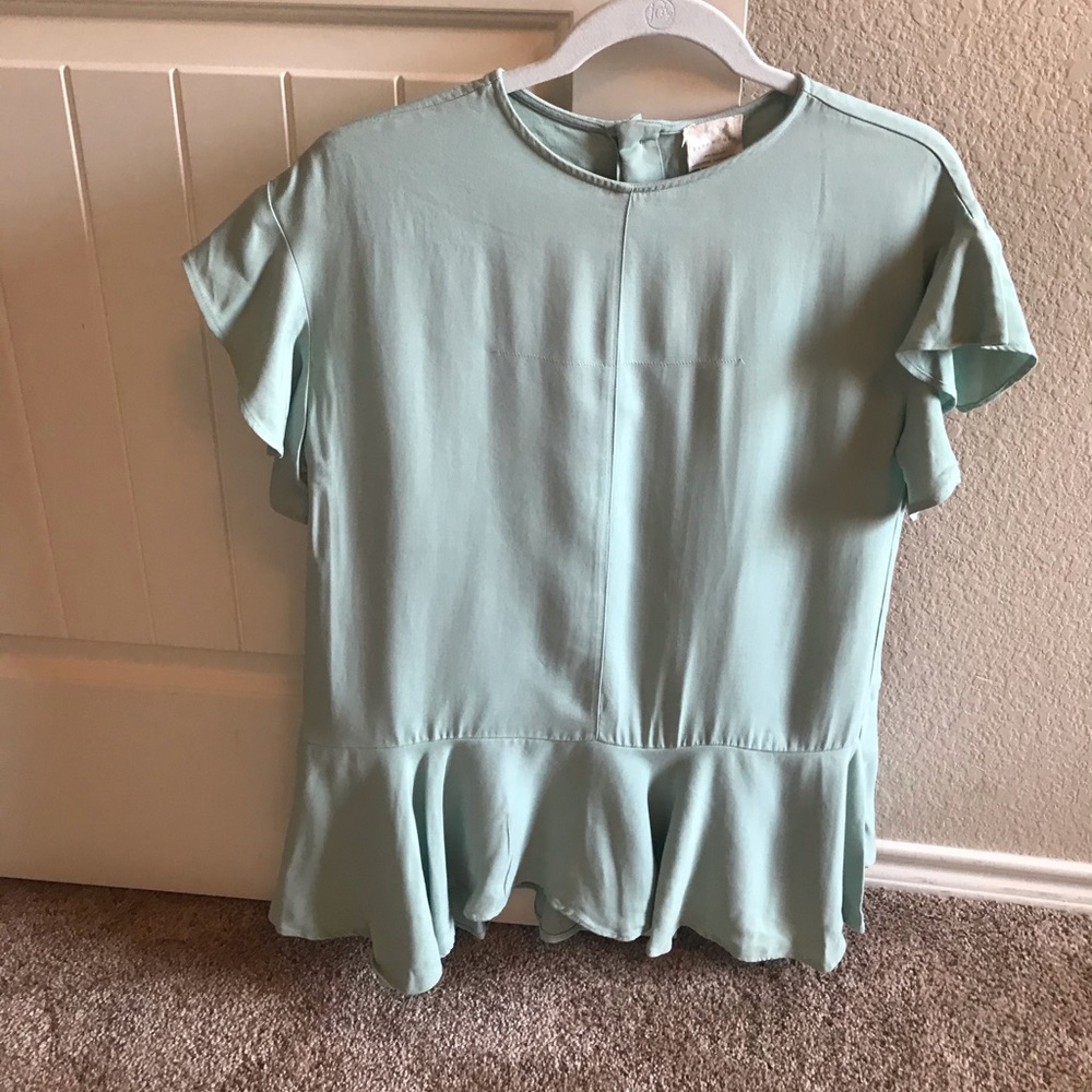 ZARA Mint Ruffle Top